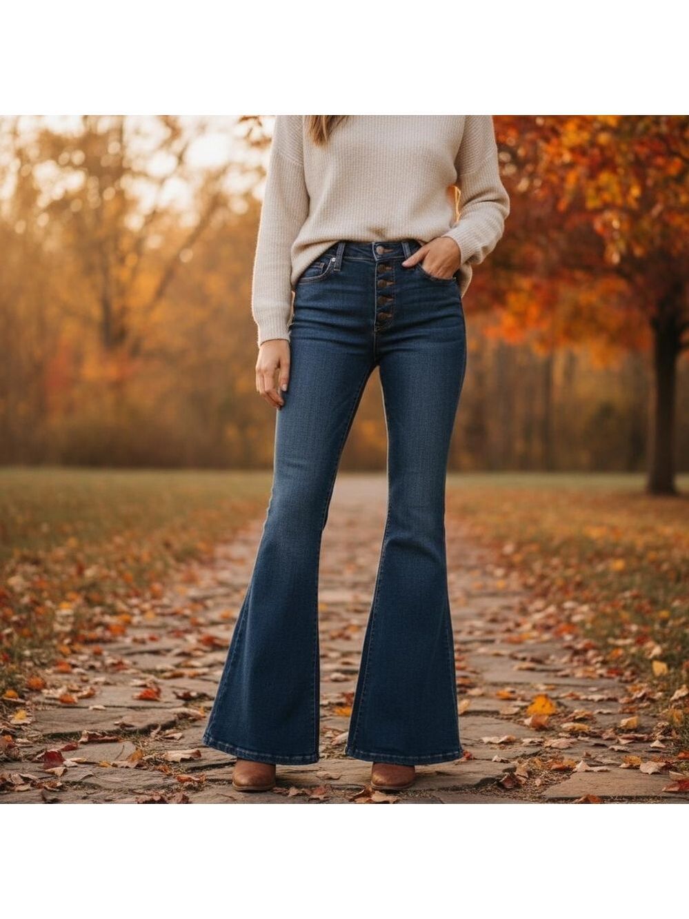 Free People True Blue Bell Bottom Flat Jeans Size 27